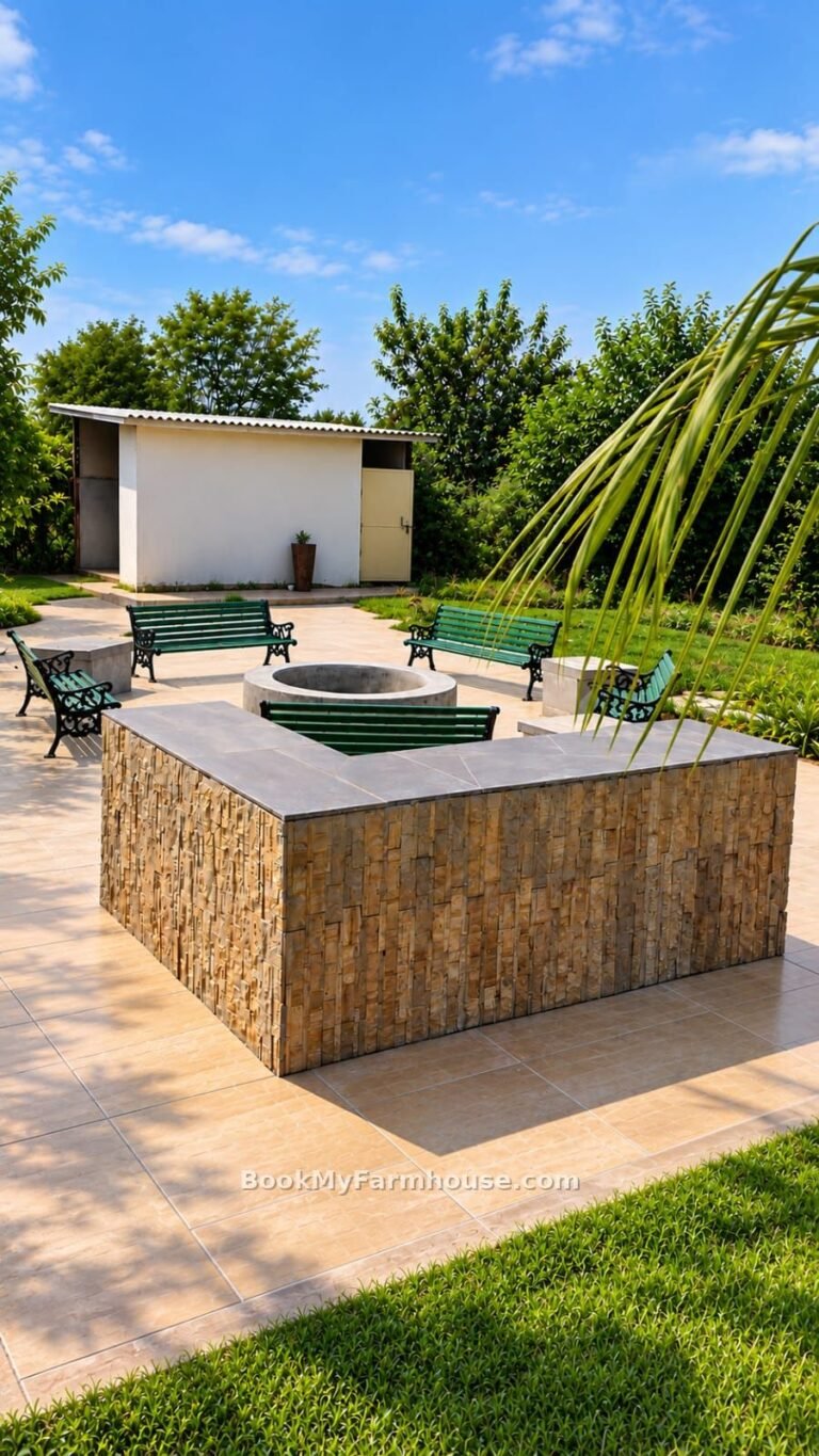 BMF Anand private farmhouse in Noida, bonfire seating