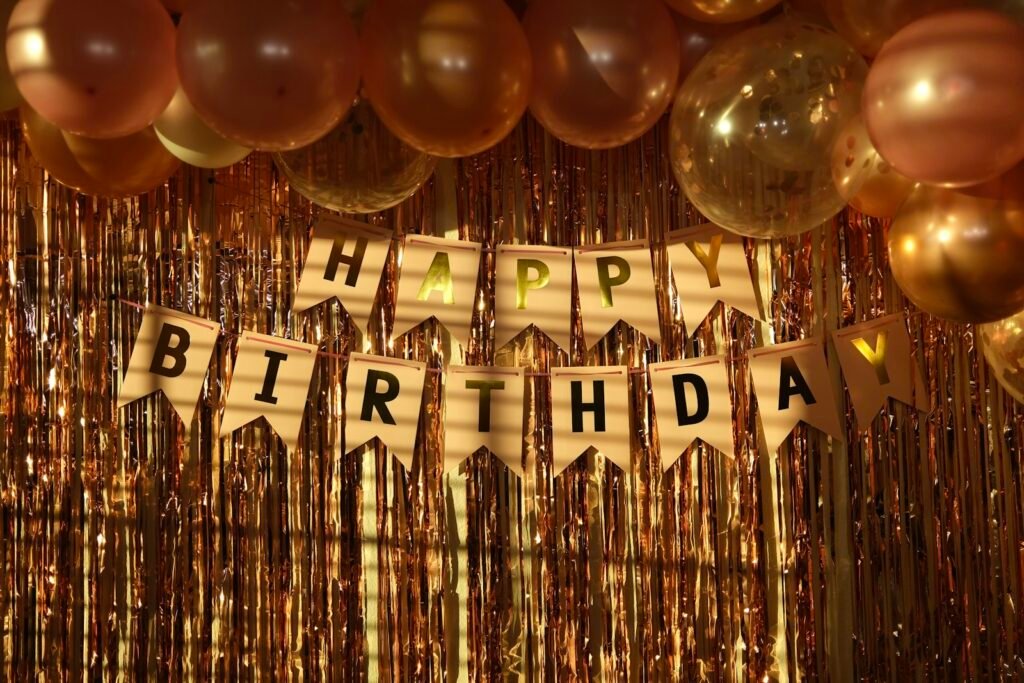 Happy birthday decoration with lights