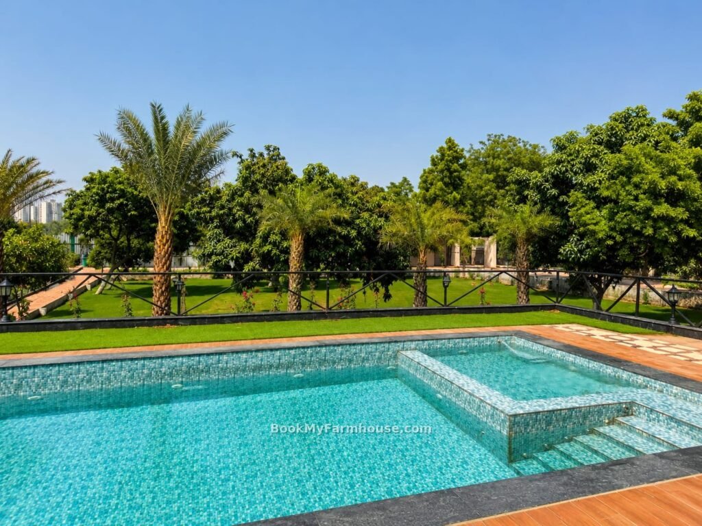 The Party Garden private farmhouse in Noida, pool and garden