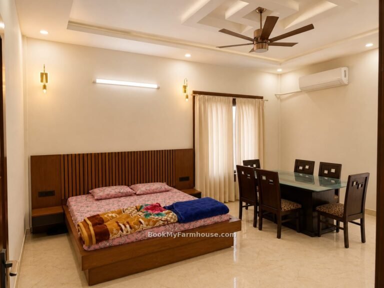 The Party Garden private farmhouse in Noida, bedroom with dining