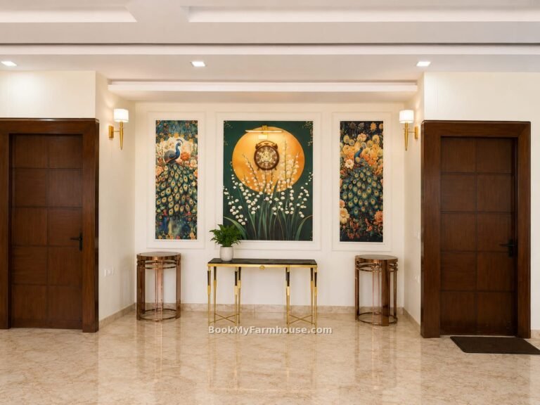 The Party Garden private farmhouse in Noida, lobby art wall